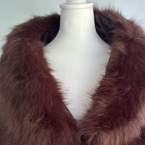 Faux Fur Neck Wrap brown evening dressy one size - Picture 2 of 12